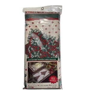 Vintage American Weavers CHRISTMAS TREE Jacquard Table Runner 13"x70" New 1995